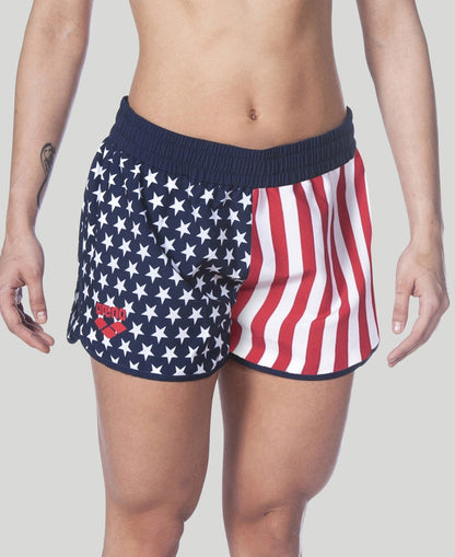 Arena Official USA Swimming National Team Womens Flag Print Short